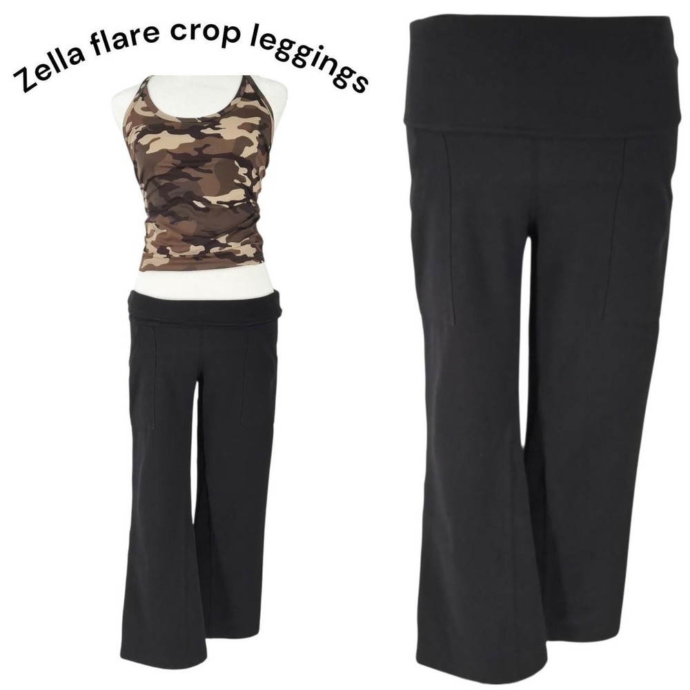 ZELLA Black wide leg Flare Crop legging pants.